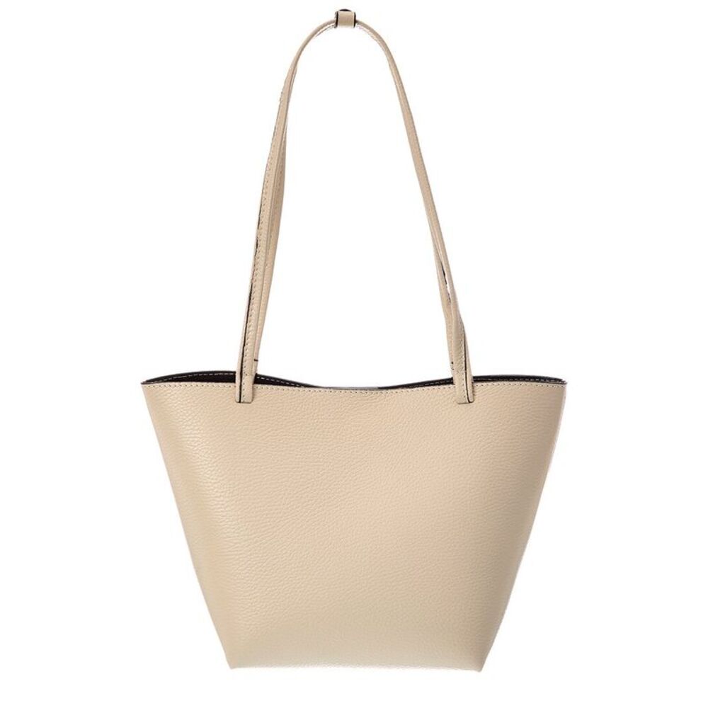 Italian Leather Yara Leather Top Handle Bag, Beige